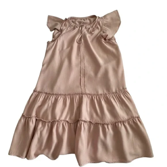 Knox Rose Women's M Light Pink Dusty Rose Short Sleeve Mini Ruffled Tunic Dress - Picture 9 of 13